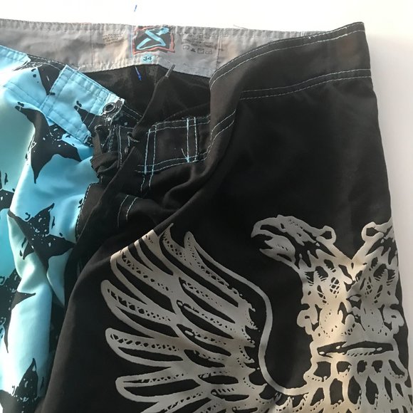Vtg Surface Surfwear Mens Swim Suit Trunks Size 34 Patriotic Eagle Blue Bathing - Picture 6 of 11